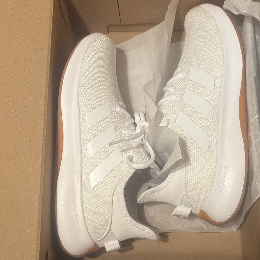 Adidas White and Tan Sneakers- New with box